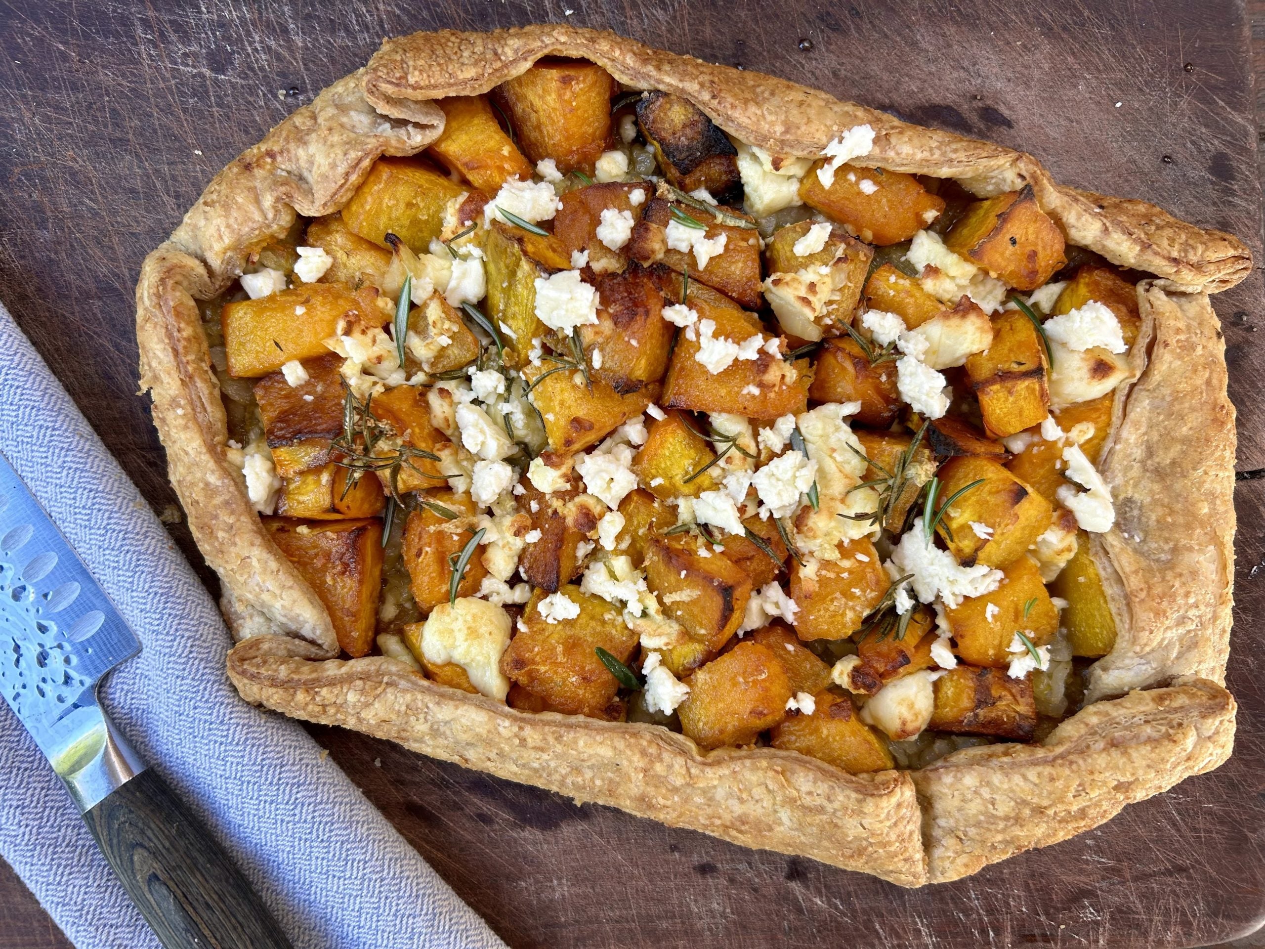 Pumpkin, leek and feta savoury galette