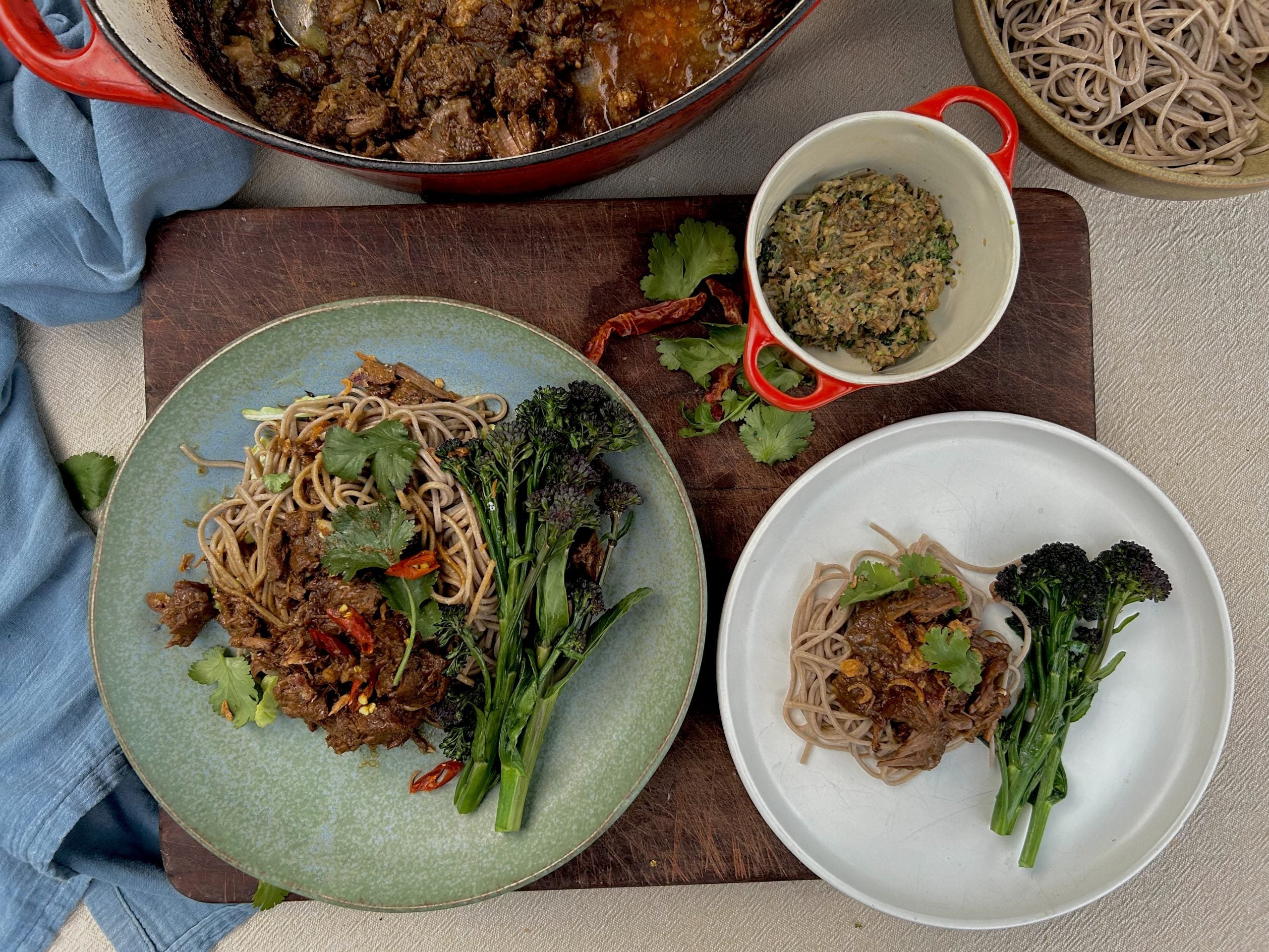 Asian beef and soba noodles