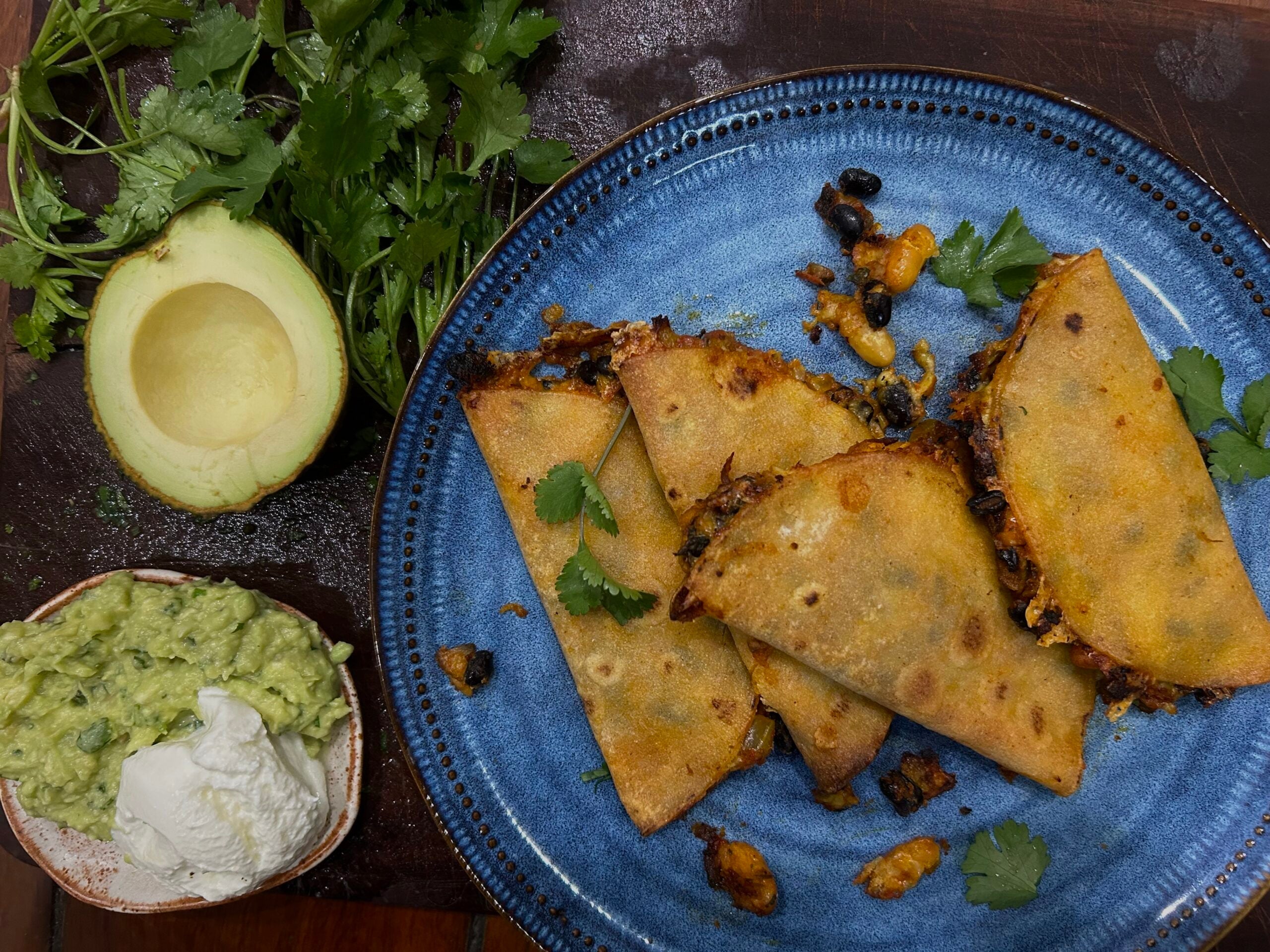 Mushroom and black bean oven-baked quesadillas