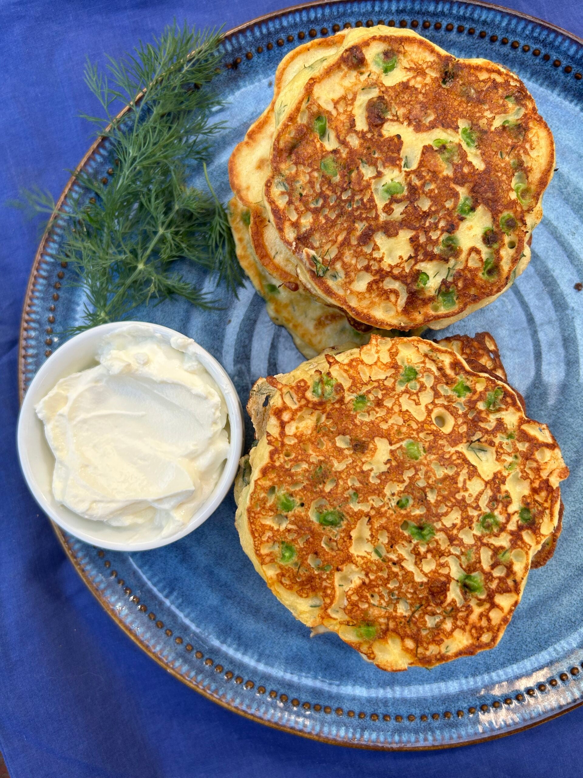 Pea, ricotta and dill savoury pancakes