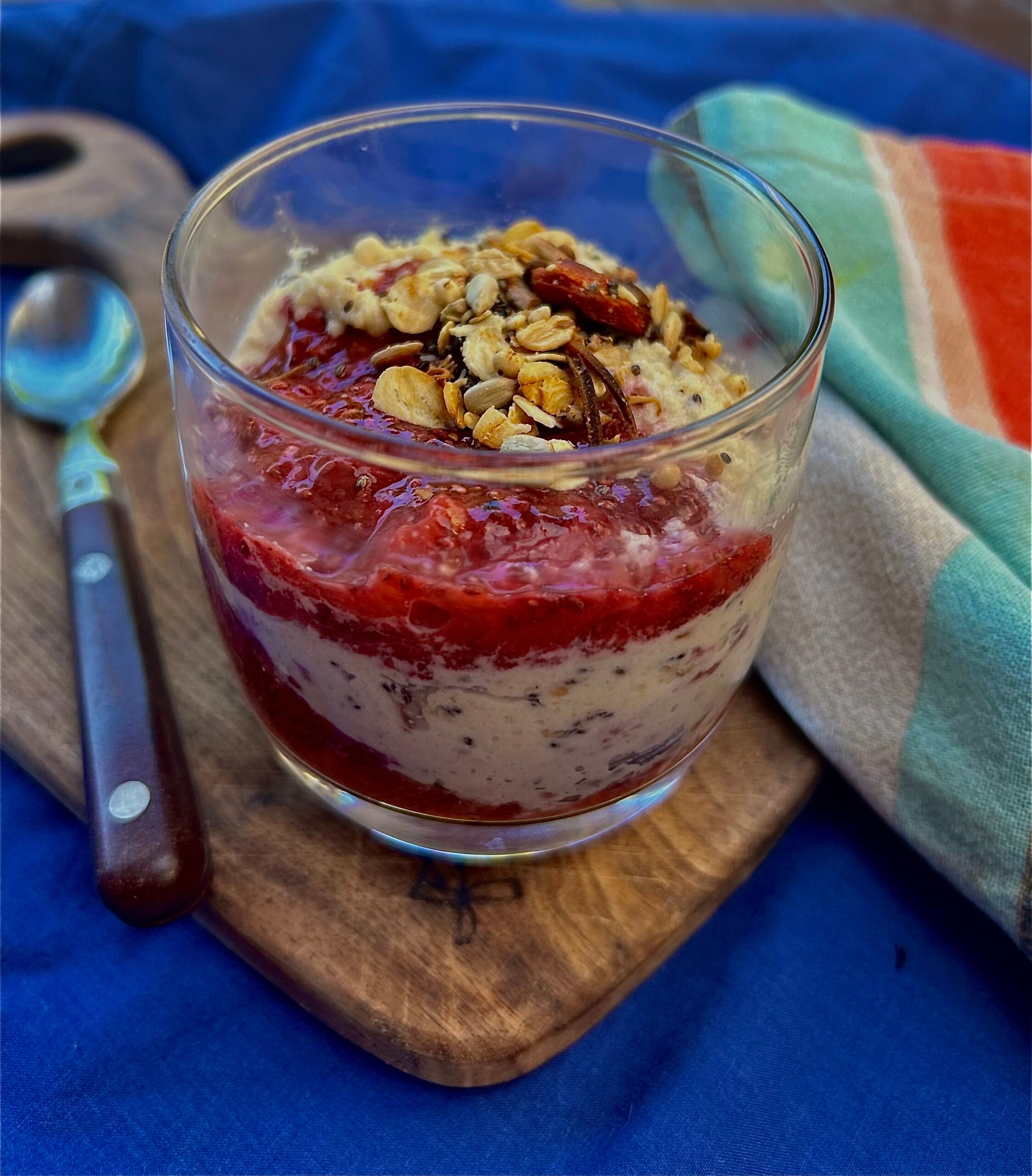 Coconut cashew, cream and strawberry cups