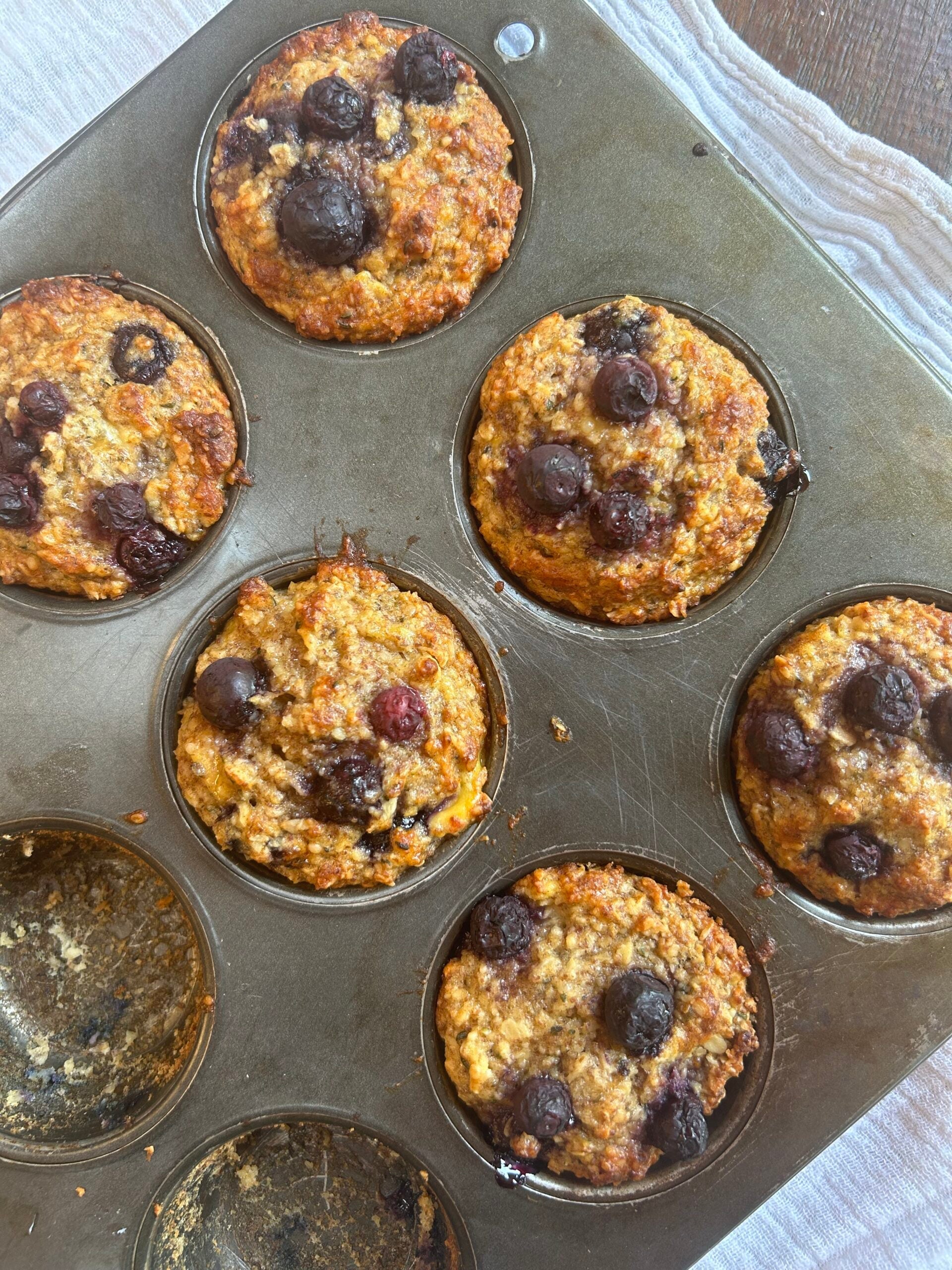 Blueberry, flax and oat muffins
