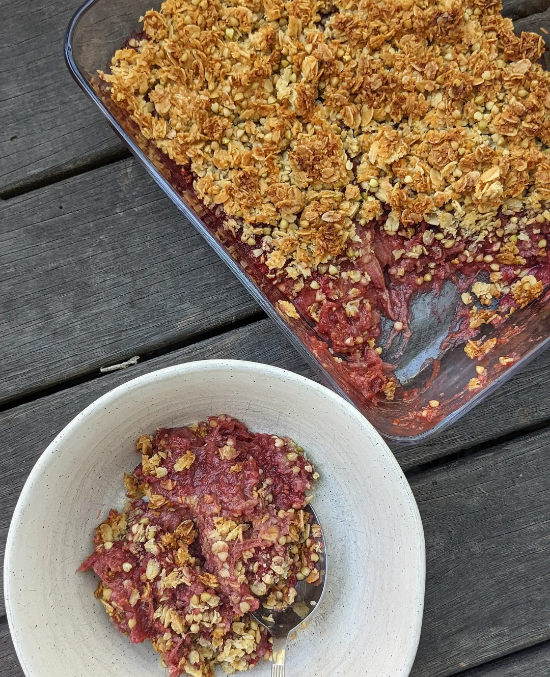 Berry &amp; Rhubarb Crumble