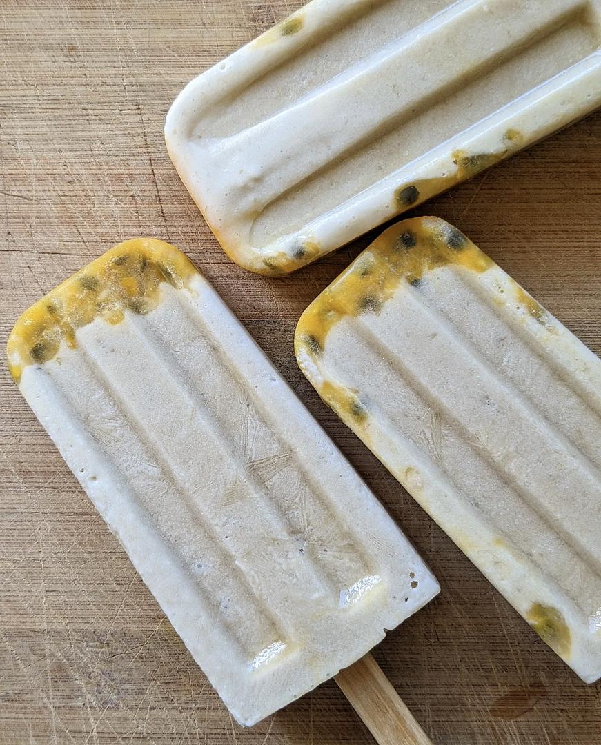Banana, Passionfruit Swirl Ice Creams